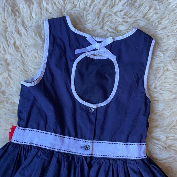 Navy Dress Keyhole Back Free Bow Sz 6X - Picture 6 of 11